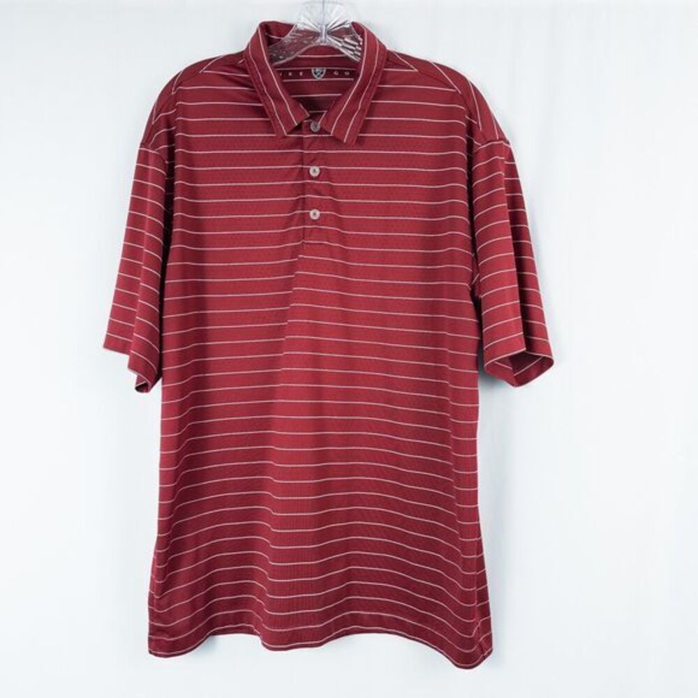 Nike Golf Ventilated Striped Active Polo Shirt Mens Large‎ Red White 231584-642